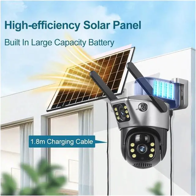 Alt view image 5 of 7 - 8MP 4K Dual Lens 4G WiFi Solar Outdoor IP Camera