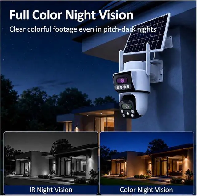 Alt view image 7 of 7 - 8MP Dual Lens 4G Solar PTZ Outdoor Security IP Camera