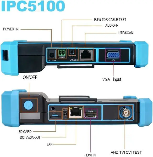 Alt view image 5 of 6 - 5.4 Inch IPS Touch Screen IPC Tester Tool CCTV Camera Tester 8MP AHD CVI TVI CVBS IP Camera HD Display Video Monitor(IPC5200C)
