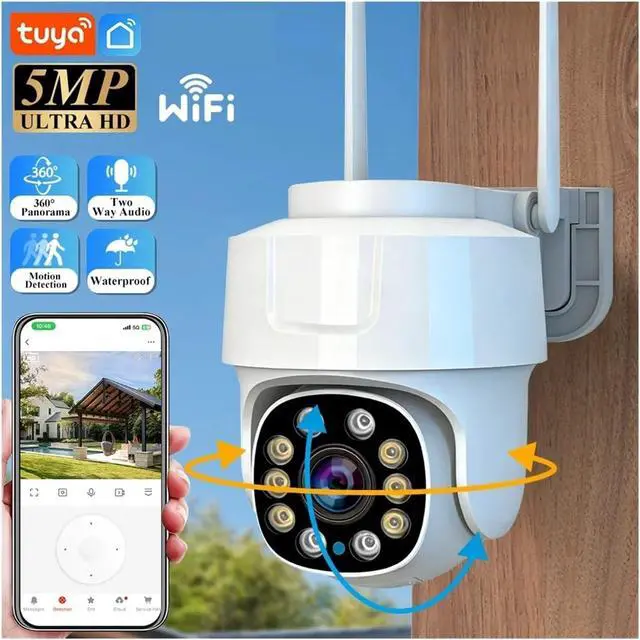 Alt view image 3 of 7 - 5MP Tuya Smart WiFi Outdoor Waterproof Security IP Camera