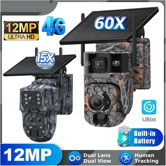 Alt view image 3 of 7 - 12MP 4G Solar Battery Outdoor 360° PTZ Security Camera