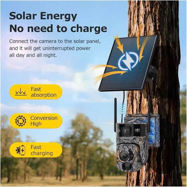 Alt view image 4 of 7 - 12MP 4G Solar Battery Outdoor 360° PTZ Security Camera