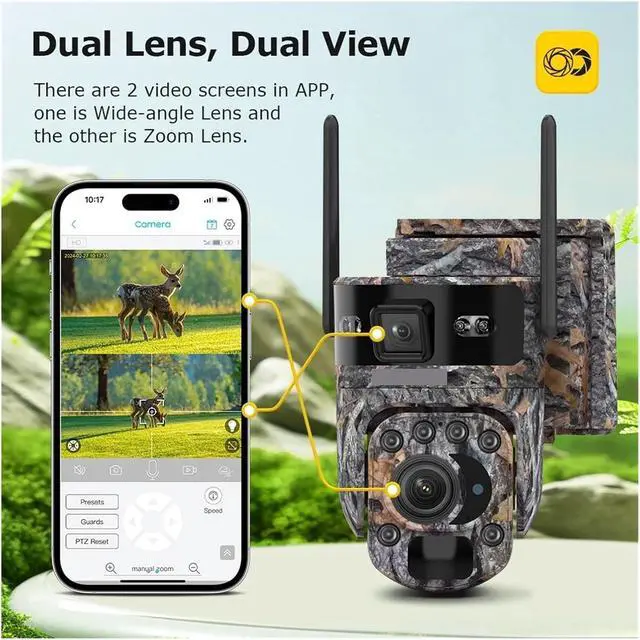 Alt view image 5 of 7 - 12MP 4G Solar Battery Outdoor 360° PTZ Security Camera
