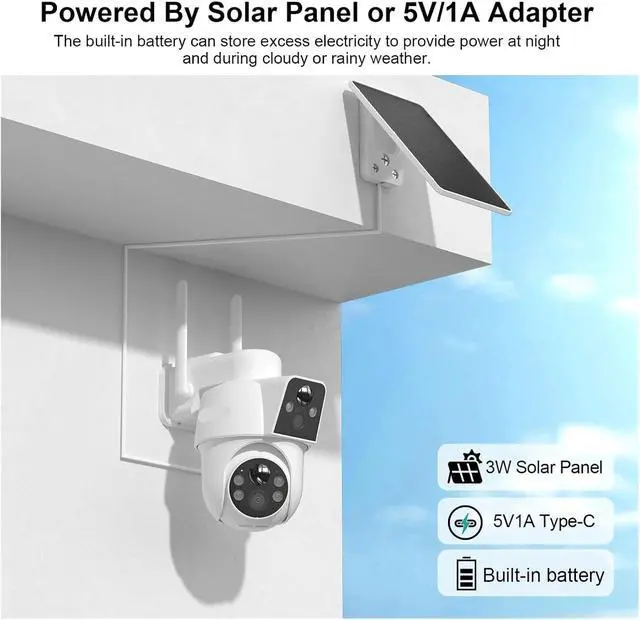 Alt view image 3 of 6 - Dual Lens Solar WiFi Outdoor Wireless Security IP Camera