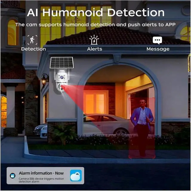 Alt view image 3 of 6 - 6MP 4K WiFi Solar Dual Lens PTZ Outdoor IP Camera