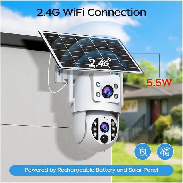 Alt view image 2 of 6 - 6MP 4K WiFi Solar Dual Lens PTZ Outdoor IP Camera