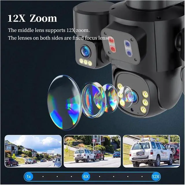 Alt view image 6 of 7 - 4G Solar PTZ Outdoor 3-Screen Wireless Security IP Camera
