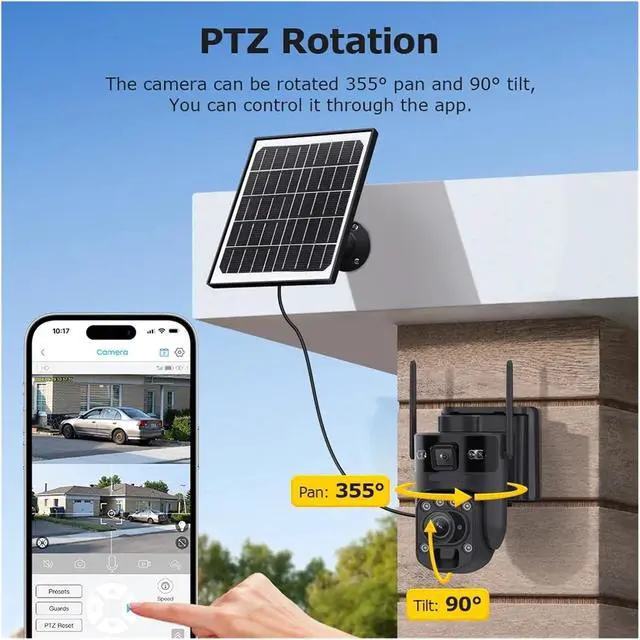Alt view image 7 of 7 - 4G WiFi Solar PTZ Outdoor Dual Screen Security IP Camera