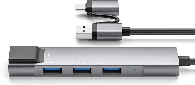 Alt view image 2 of 7 - USB C to Ethernet Adapter, USB C Hub with RJ45 Gigabit and 3 USB 3.0 Ports, Thunderbolt 3 Multiport Adapter Hub 4 in 1 for MacBook Pro/Air, iPad Pro, iMac, Dell XPS, Surface Pro, Chromebook