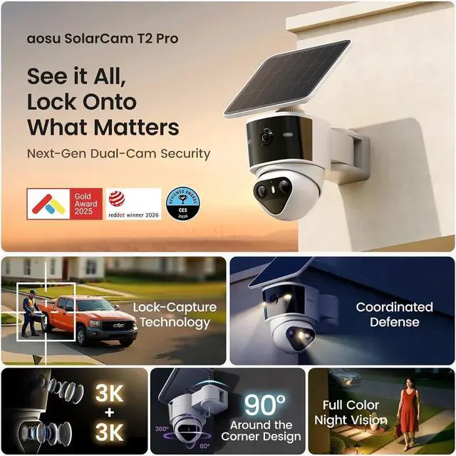 Alt view image 3 of 7 - Wireless Solar Dual Lens Outdoor Security Camera