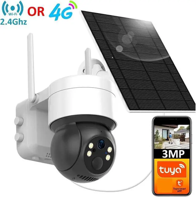 Alt view image 3 of 7 - 3MP Solar Battery PTZ Outdoor WiFi 4G SIM Security Camera