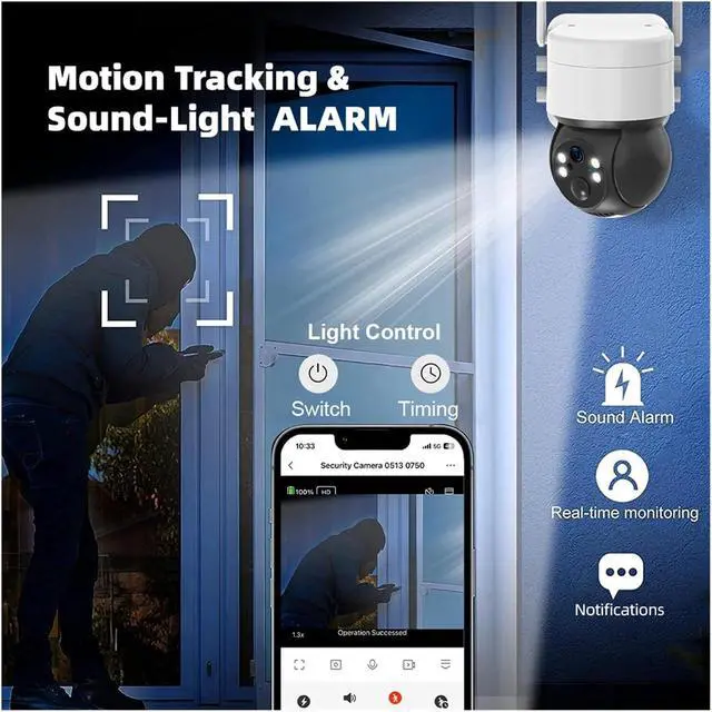 Alt view image 5 of 7 - 3MP Solar Battery PTZ Outdoor WiFi 4G SIM Security Camera