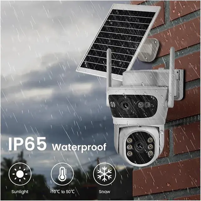 Alt view image 5 of 7 - 2K 6MP Solar WiFi Outdoor Security Camera, Dual Lens Two-Way Audio Surveillance Cam(Camera add 32G Card)