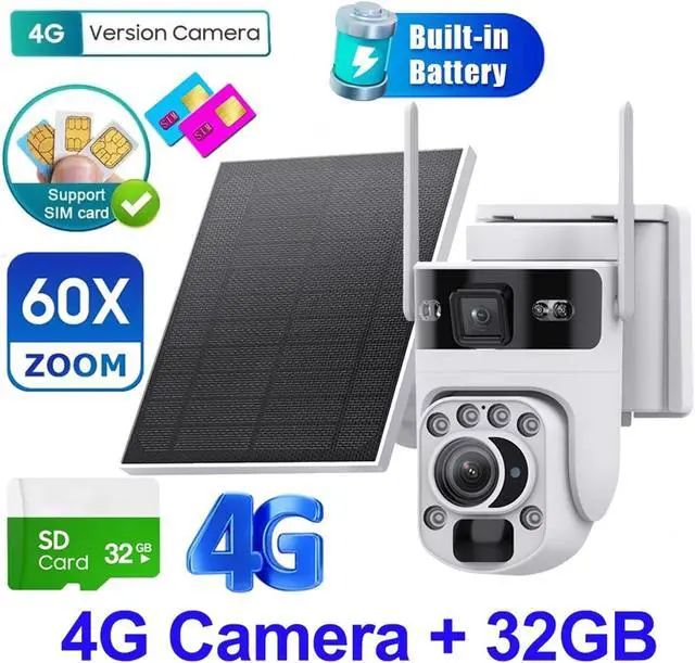 Alt view image 2 of 7 - 12MP Solar Battery 4G WiFi Outdoor PTZ Security IP Camera