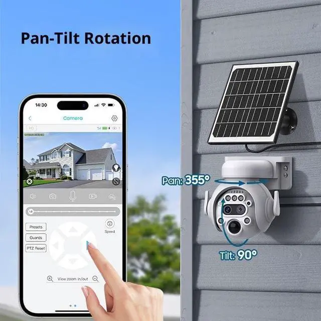 Alt view image 6 of 7 - 4G LTE 6MP Zoom Dual Lens Solar Outdoor Security Camera, WiFi Wireless PTZ Surveillance Camera for Yard Driveway Farm, PIR Human Detection, Dual Light Night Vision, Two-Way Audio, IP66 Waterproof,3