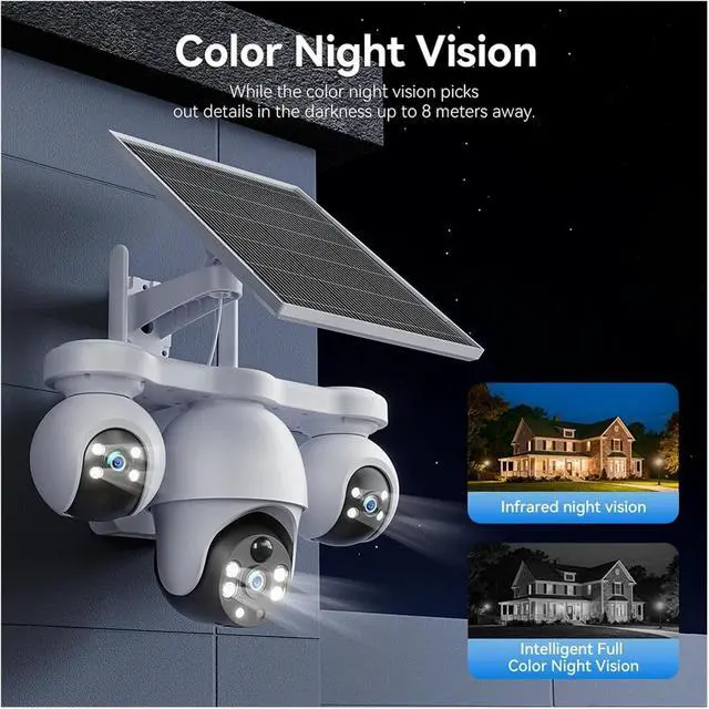 Alt view image 5 of 7 - 8MP Three Lens 4G Solar Security Camera