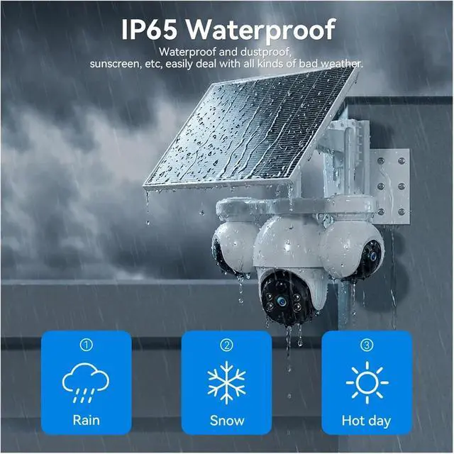 Alt view image 5 of 7 - V380 Pro 8MP 4K 3 Lenses Solar WiFi Outdoor IP Camera