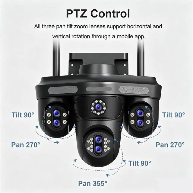 Alt view image 4 of 7 - 35MP 7 Lens 4 Screens WiFi Outdoor PTZ Security IP Camera
