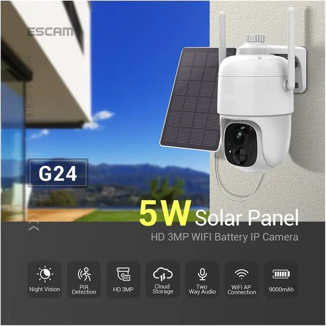 Alt view image 2 of 6 - 3MP Solar WiFi Wireless PTZ Dome Security IP Camera