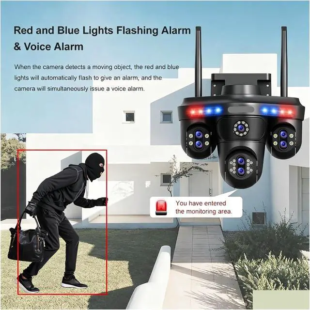 Alt view image 5 of 7 - 35MP 7 Lens 4 Screens WiFi Outdoor PTZ Security IP Camera