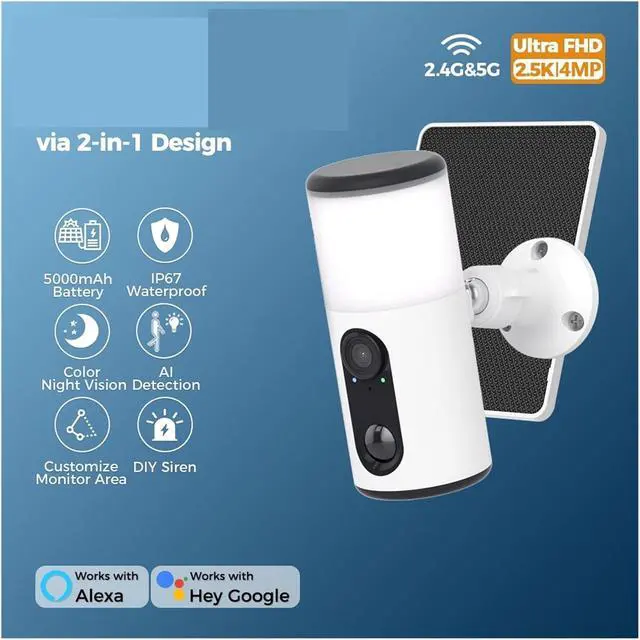 Alt view image 3 of 6 - 2.5K Solar WiFi Outdoor Security Camera