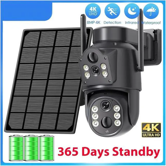 Alt view image 2 of 7 - 8MP 4K Dual Lens Solar WiFi Outdoor Security Camera