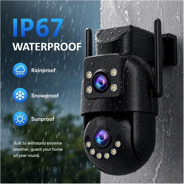 Alt view image 2 of 6 - 8MP 4K Dual Lens 5G WiFi Outdoor Security Surveillance IP Camera