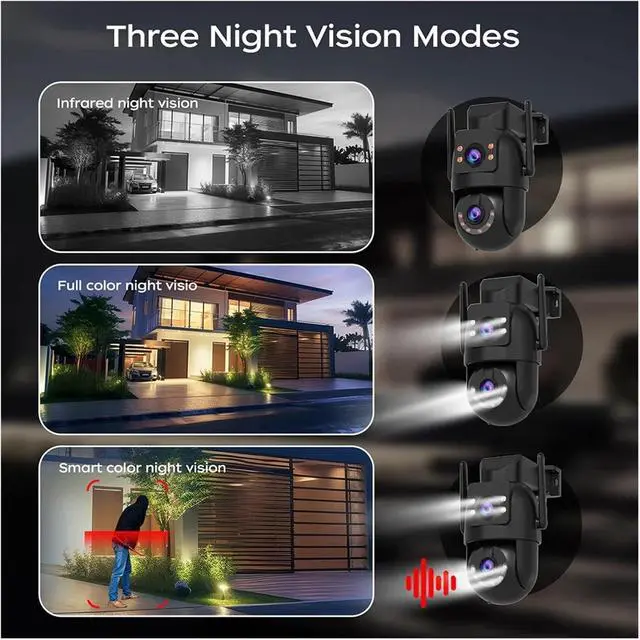Alt view image 6 of 6 - 8MP 4K Dual Lens 5G WiFi Outdoor Security Surveillance IP Camera
