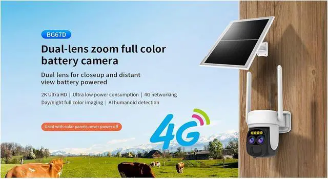 Alt view image 3 of 6 - 4G WiFi Solar Dual Lens Dome Security IP Camera