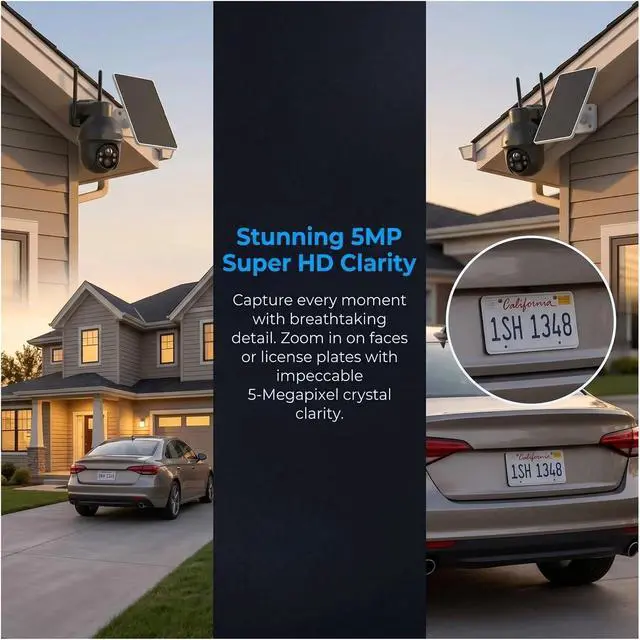 Alt view image 3 of 6 - 1920P Solar WiFi Wireless Outdoor Home Security Camera
