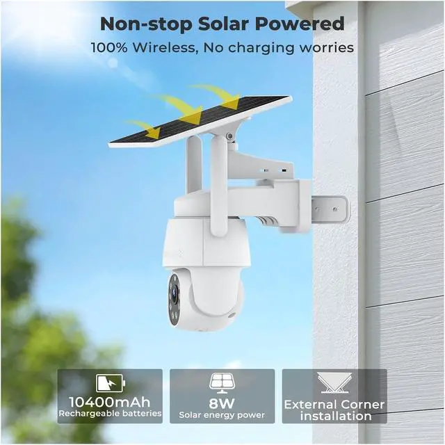 Alt view image 3 of 7 - Solar WiFi PTZ Outdoor Wireless Security IP Camera