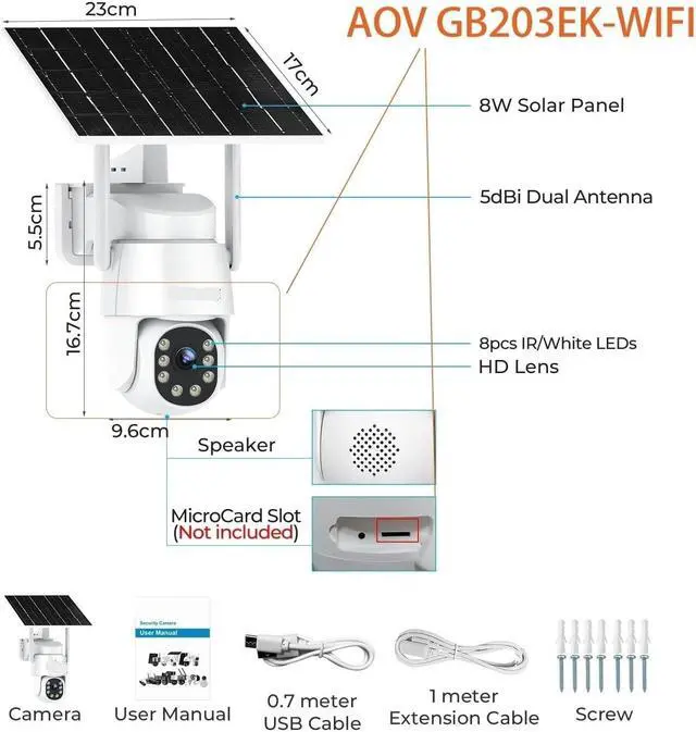 Alt view image 2 of 7 - Solar WiFi PTZ Outdoor Wireless Security IP Camera