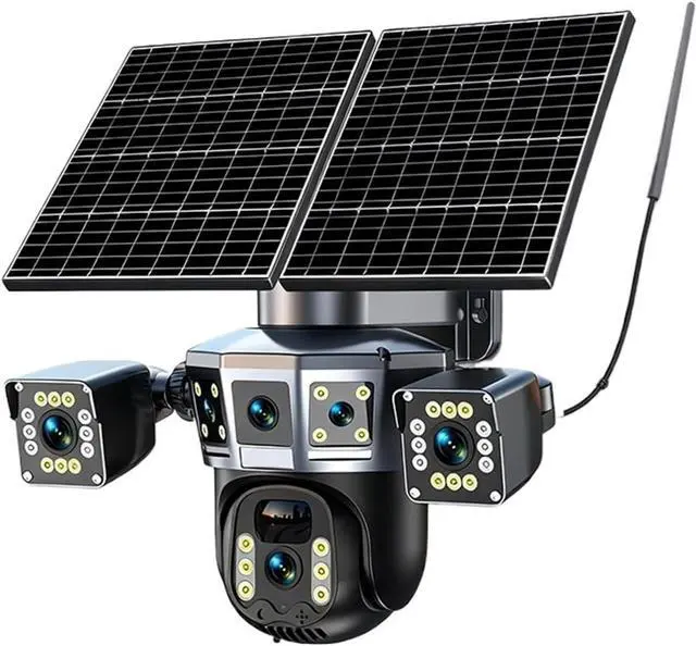 Main image of 3 Lens Five Screen 4G Solar PTZ Outdoor Security IP Camera