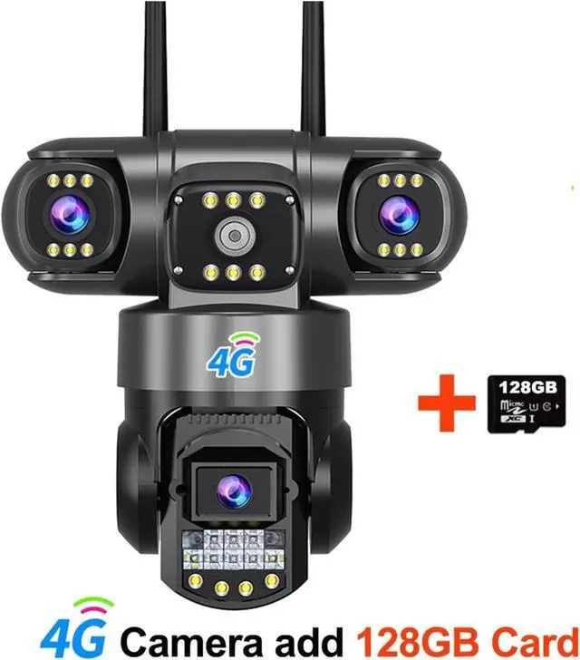 Alt view image 2 of 7 - 12MP 6K Three Lens 4G PTZ Outdoor Security Surveillance Camera