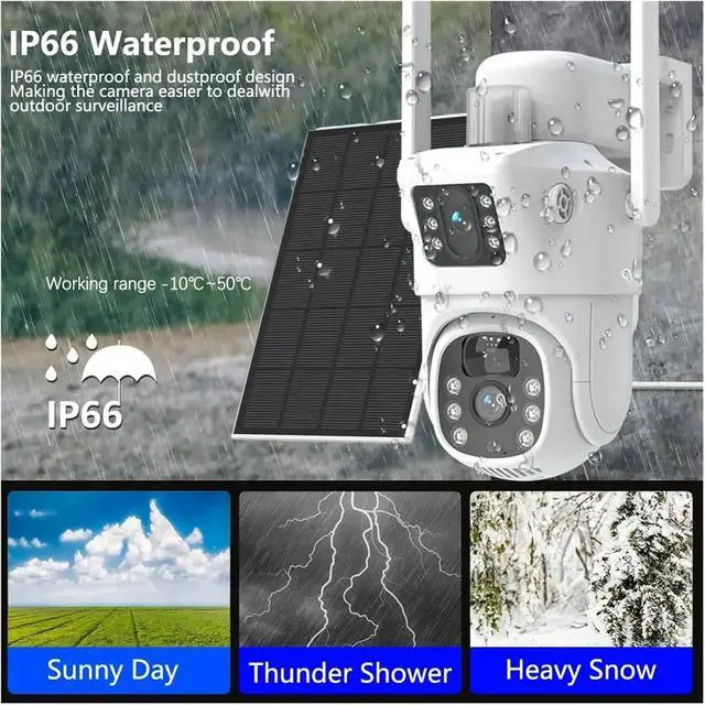 Alt view image 4 of 6 - 8MP 4K Dual Lens Solar PTZ Outdoor Security IP Camera