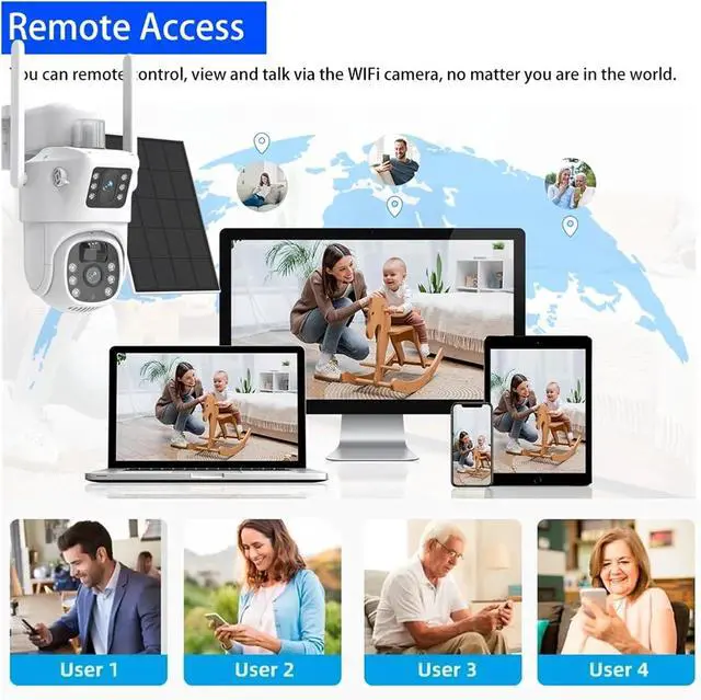 Alt view image 5 of 6 - 8MP 4K Dual Lens Solar PTZ Outdoor Security IP Camera