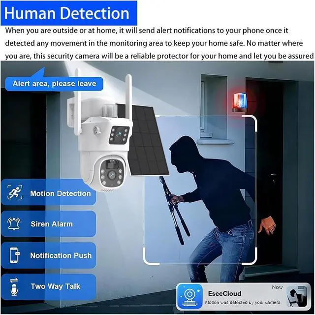 Alt view image 6 of 6 - 8MP 4K Dual Lens Solar PTZ Outdoor Security IP Camera