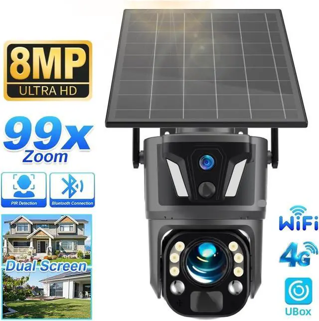 Alt view image 3 of 7 - 4K Dual Screen Solar PTZ Security Camera, 4G WiFi & 99X Zoom