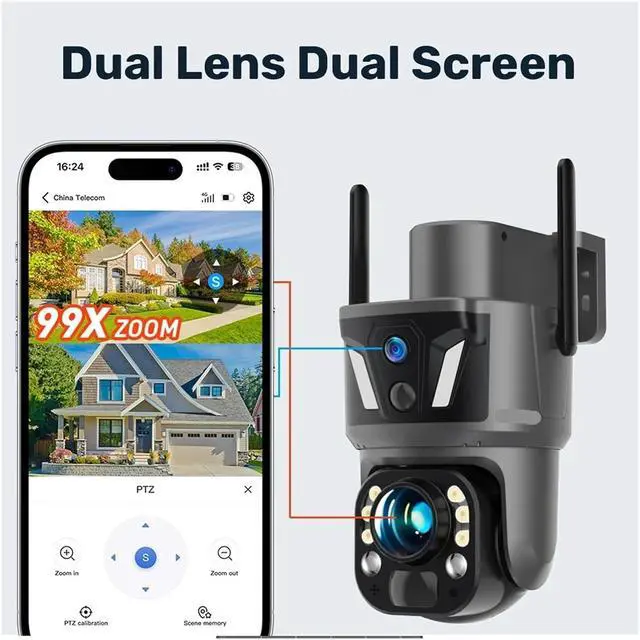Alt view image 4 of 7 - 4K Dual Screen Solar PTZ Security Camera, 4G WiFi & 99X Zoom
