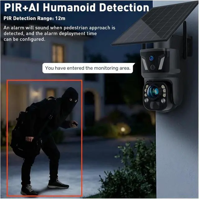 Alt view image 6 of 7 - 4K Dual Screen Solar PTZ Security Camera, 4G WiFi & 99X Zoom