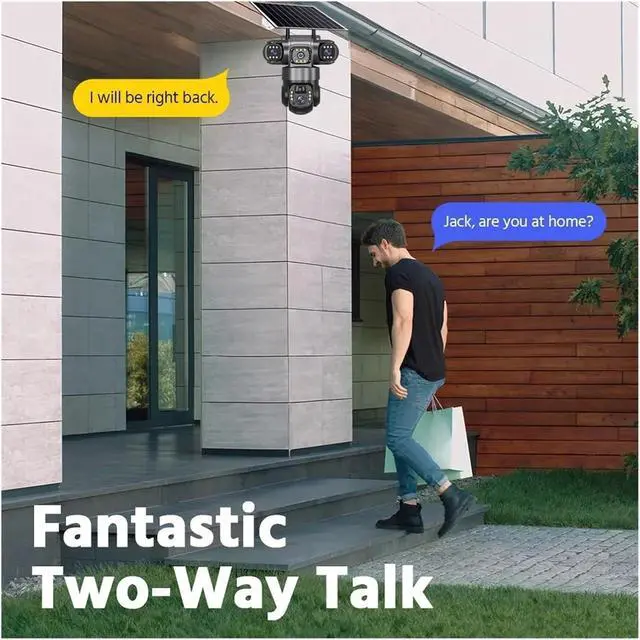 Alt view image 6 of 7 - 12MP 3 Lens 3 Screen Solar Outdoor Security IP Camera