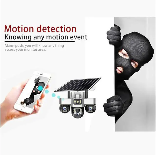 Alt view image 3 of 6 - 12MP 3 Lens 4G WiFi Solar Outdoor PTZ Security CCTV Camera