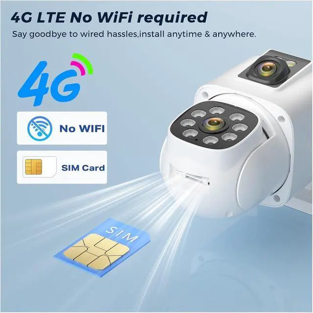Alt view image 4 of 7 - 8MP 4G LTE Dual Lens Solar Outdoor Security Camera