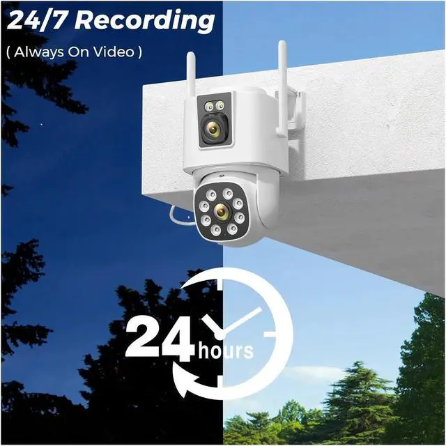 Alt view image 6 of 7 - 8MP 4G LTE Solar Security Camera, Dual Lens AOV 24/7 Recording Two-Way Audio 12000mAh Battery Surveillance Cam(8MP Add 64G Card)
