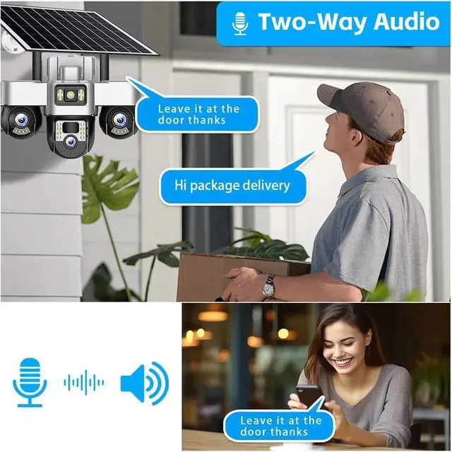 Alt view image 6 of 6 - 12MP 3 Lens 4G WiFi Solar Outdoor PTZ Security CCTV Camera