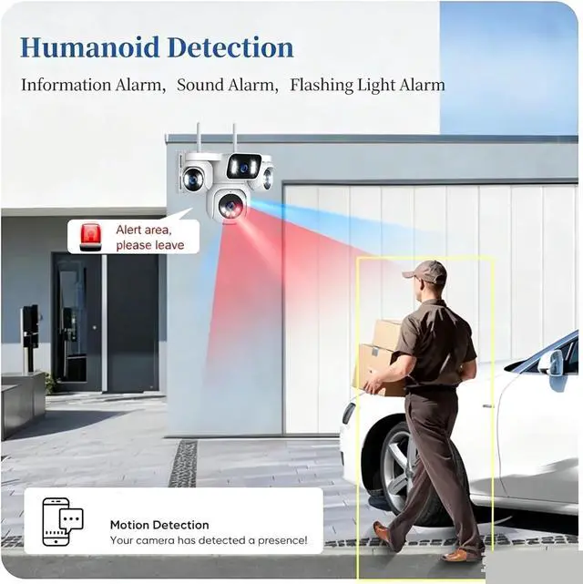 Alt view image 4 of 7 - 20MP Four Screen 4G AOV Solar PTZ Waterproof Security Camera