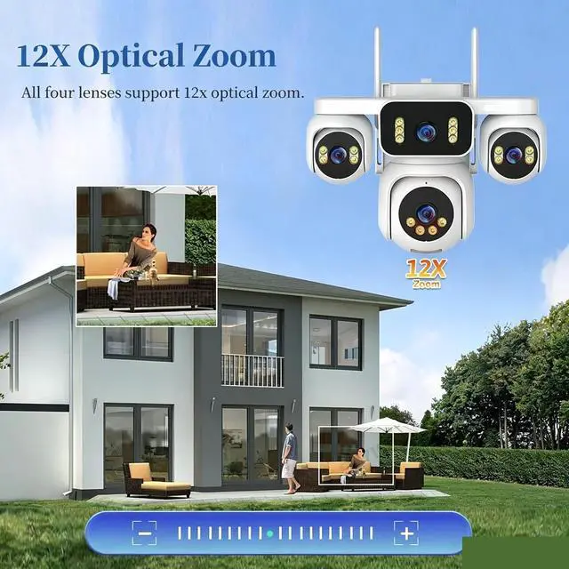 Alt view image 3 of 7 - 20MP Four Screen 4G AOV Solar PTZ Waterproof Security Camera