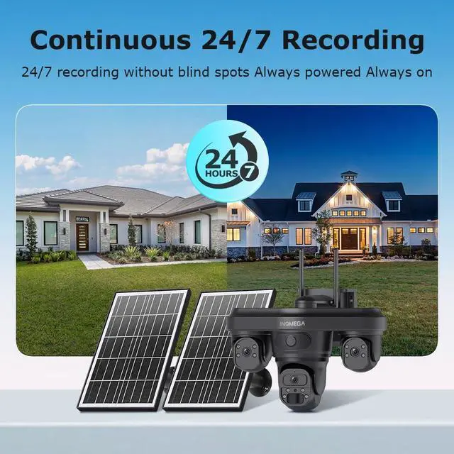 Alt view image 3 of 7 - Solar Security Camera Outdoor Wireless, 9MP 3-Lens AOV 24/7 Recording PTZ, 14W Solar Panel&20100mAh Battery, 4G Cellular LTE, Color Night Vision, AI Auto Tracking, 2-Way Audio, IP66, Ubox Pro