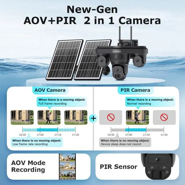 Alt view image 2 of 7 - Solar Security Camera Outdoor Wireless, 9MP 3-Lens AOV 24/7 Recording PTZ, 14W Solar Panel&20100mAh Battery, 4G Cellular LTE, Color Night Vision, AI Auto Tracking, 2-Way Audio, IP66, Ubox Pro