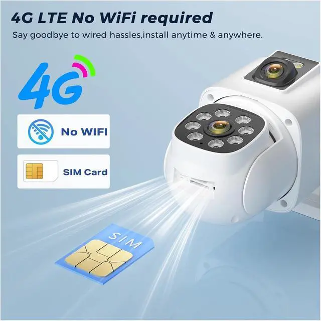 Alt view image 4 of 7 - 8MP 4G Dual Lens Solar Outdoor Security Surveillance IP Camera